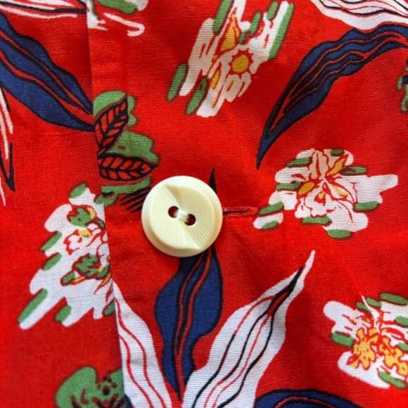 Polo Ralph Lauren Women's Red Pineapple Floral Print Button Down Romper Size 4 - Picture 4 of 12